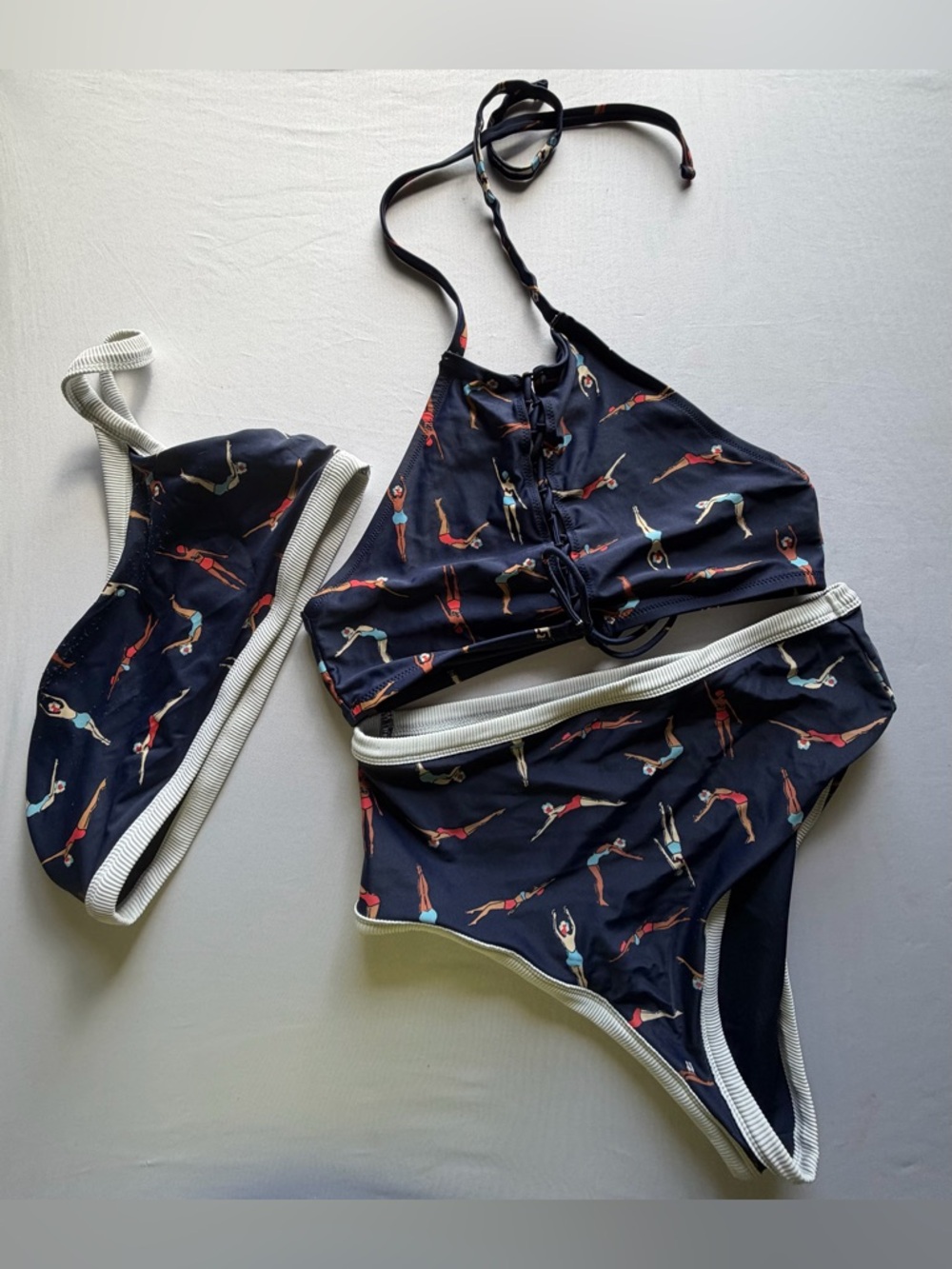 aerie Navy High-Waisted Cheeky Swim Bottoms